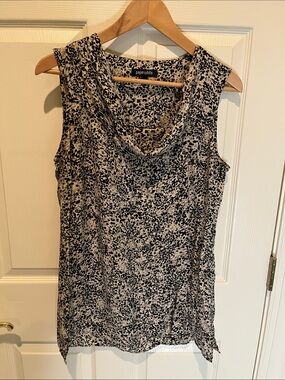 Paperwhite Sleeveless Cowl Neck Blouse in Black and Cream